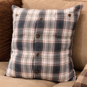 Carhartt Flannel Shirt Throw Pillow Plaid Upcycled Rustic Cabin Decor 16 X 19